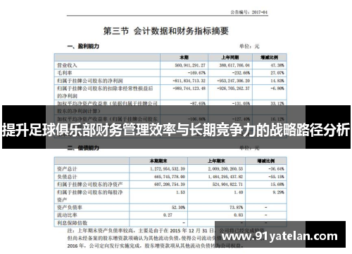 提升足球俱乐部财务管理效率与长期竞争力的战略路径分析 提升足球俱乐部财务管理效率与长期竞争力的战略路径分析